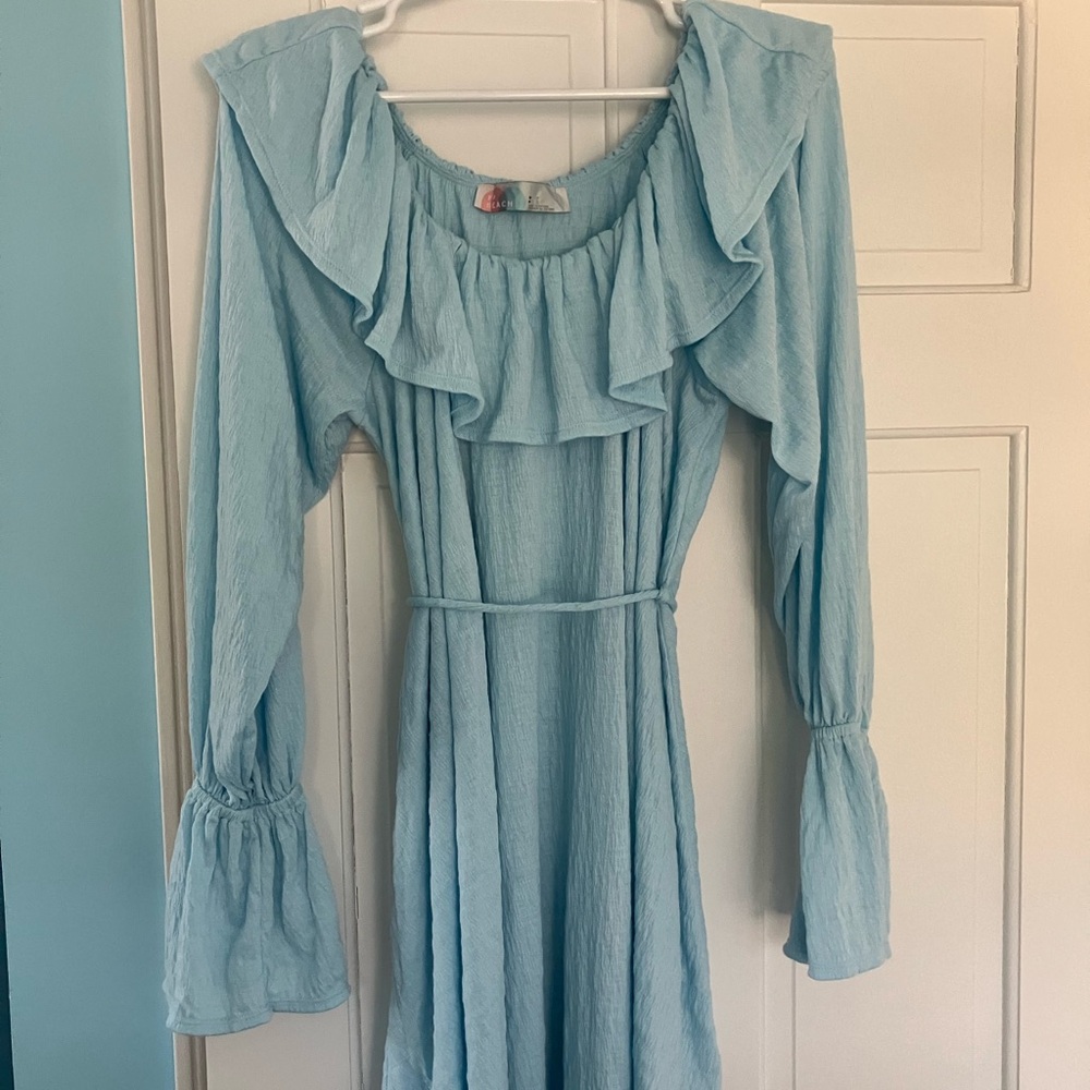 Free People  Light Blue Ruffle Dress